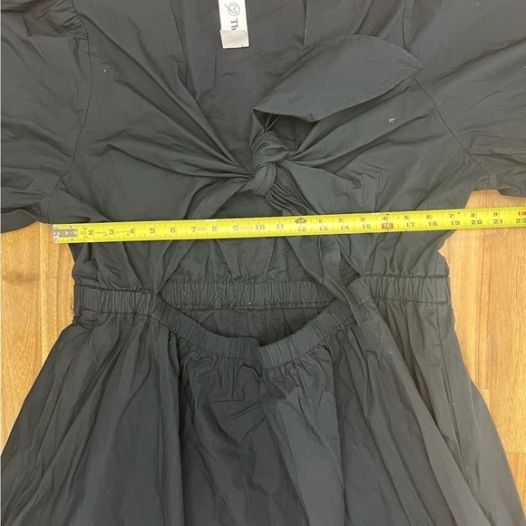 The Drop Prisha Cut Out Tie Front Poplin Midi Dress in Black 100% Cotton Size 3X - Picture 7 of 9
